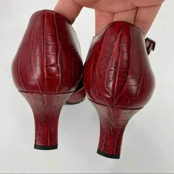 Easy spirit heels size 9.5 red leather tortoise print square toe vintage 90s - Picture 7 of 15